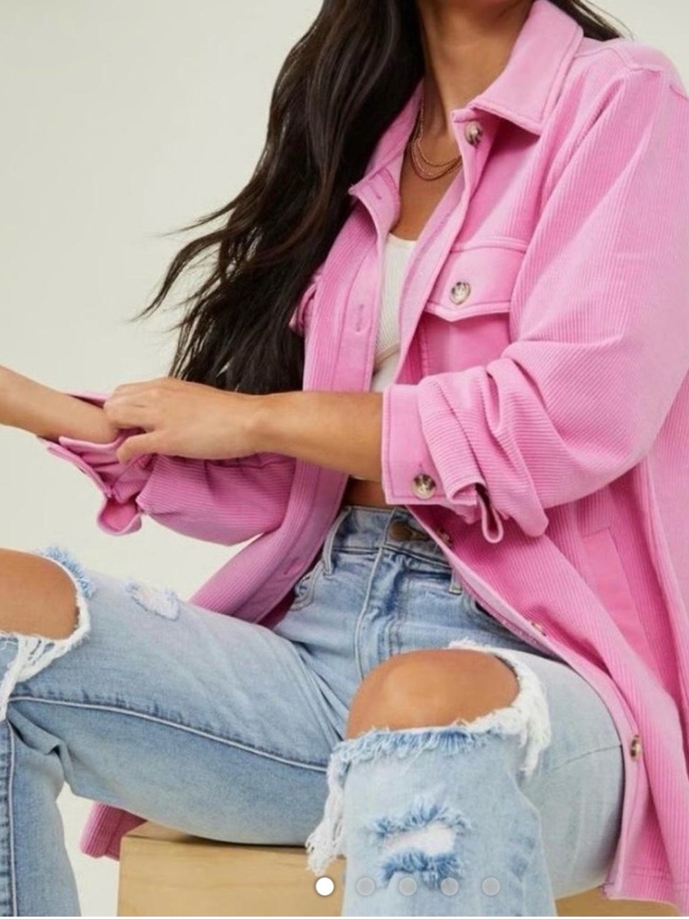Altar'd State Pink Corduroy Shirt Jacket Womens M Shacket Coastal Western Boho